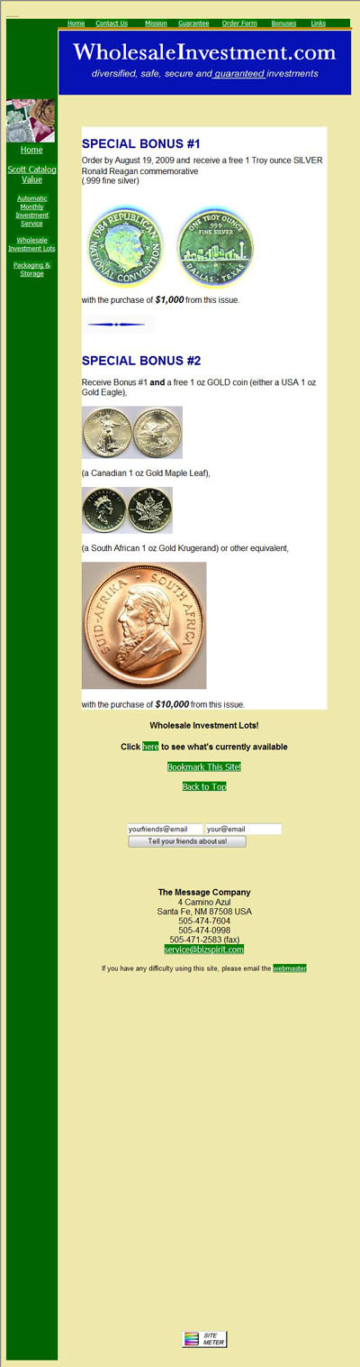Wholesale Investment's Gold Coins Page